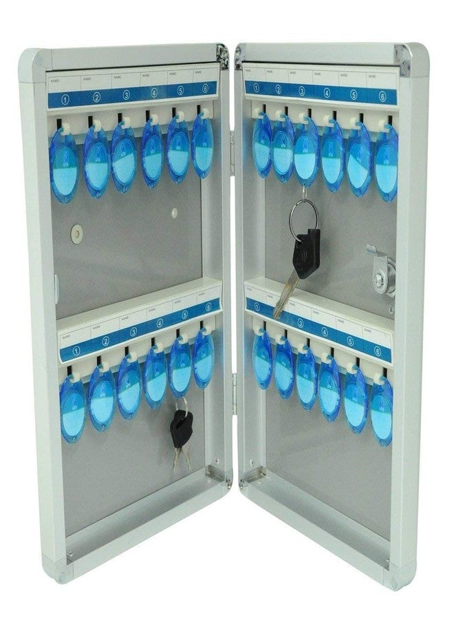 HOMAVA 24 Hooks Key Storage Cabinet Secure for Factory, Office & Shops,21.8 x 6.8 x 32.5 cm, Silver - Image 3